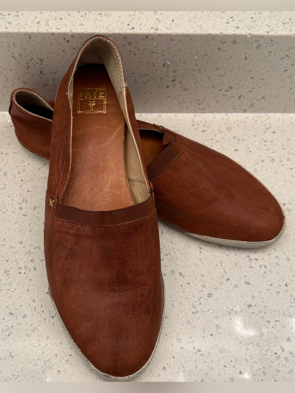 FRYE Leather Slip On Melanie Loafers Sneakers Cognac Women's Size 8.5M